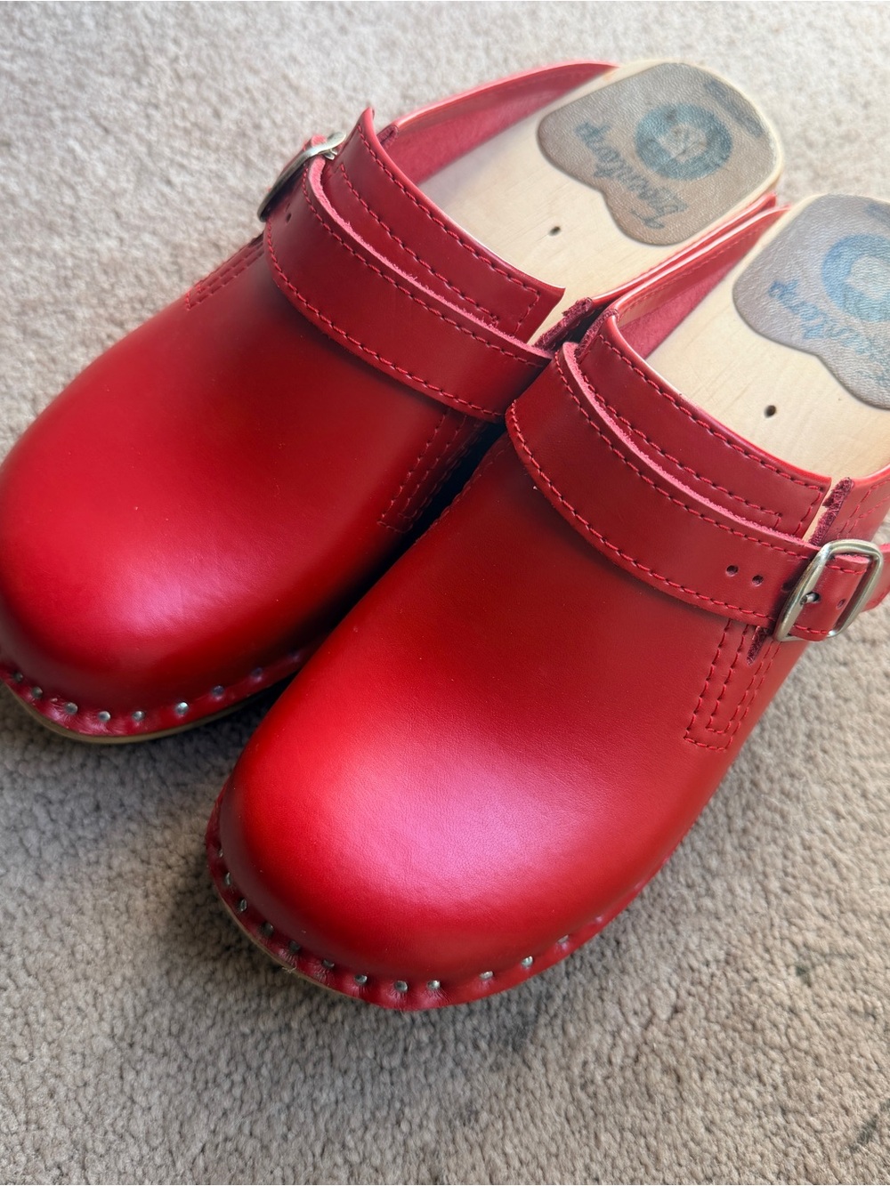 Troentorp Swedish Women's Raphael Clog Red Calf Leather Size 36 - Picture 2 of 6